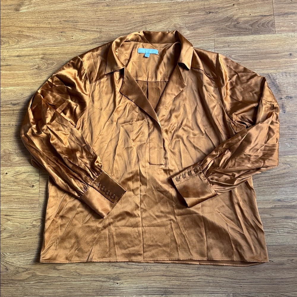ANTONIO MELANI Rich Brown Silk Blouse